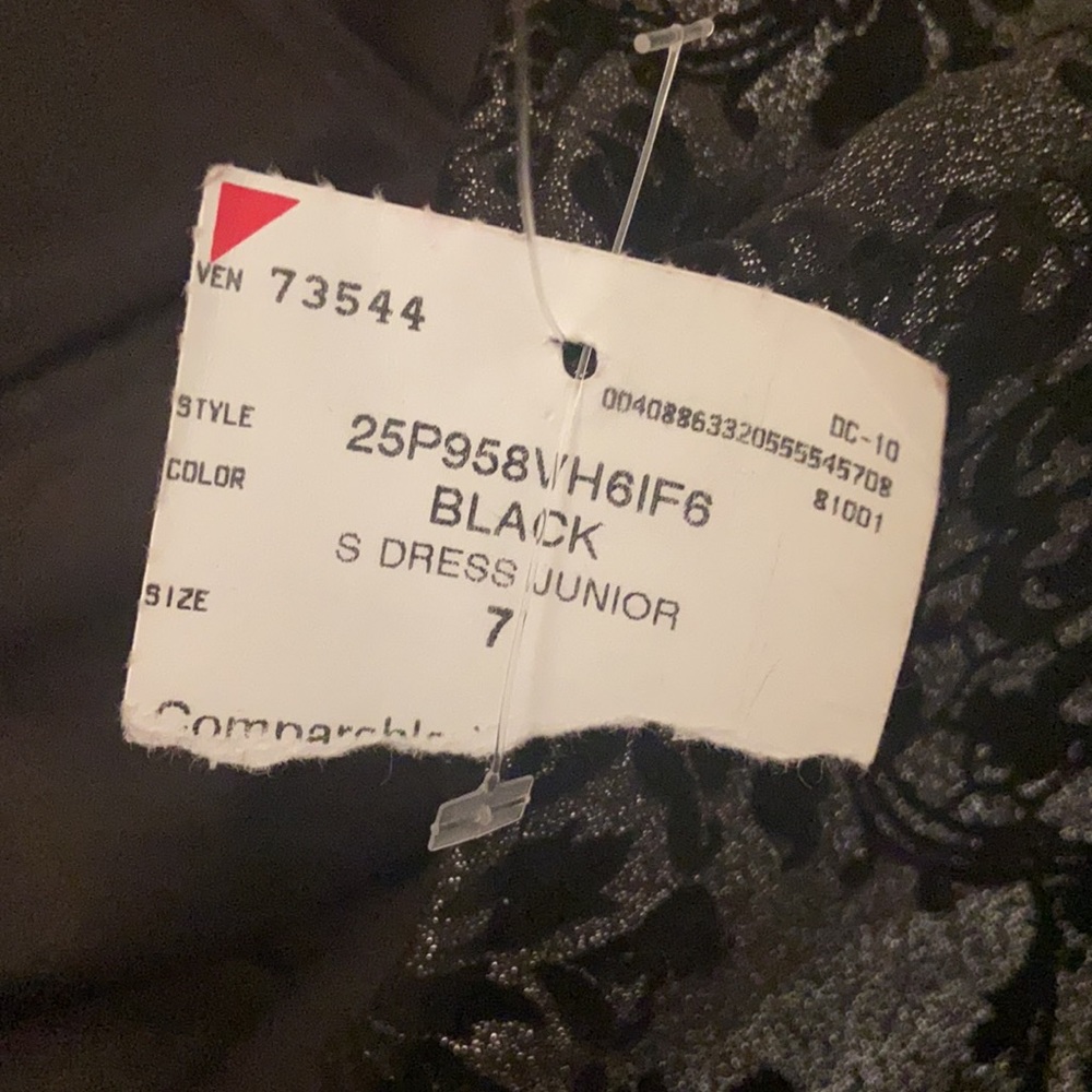 🌟NWT🌟 TRIXXI Black & Silver Patterned Cocktail Formal Dress with Mesh Ne… - Picture 17 of 17